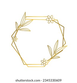 golden leaves frame background. vector illustration. vintage floral design elements. decorative vector frames and borders. vintage frames and borders. line floral. Elegant frame with golden leaves.