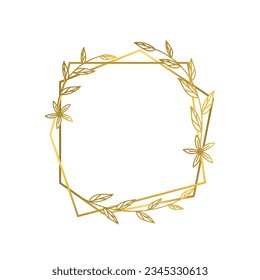 golden leaves frame background. vector illustration. vintage floral design elements. decorative vector frames and borders. vintage frames and borders. line floral. Elegant frame with golden leaves.