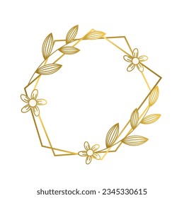 golden leaves frame background. vector illustration. vintage floral design elements. decorative vector frames and borders. vintage frames and borders. line floral. Elegant frame with golden leaves.