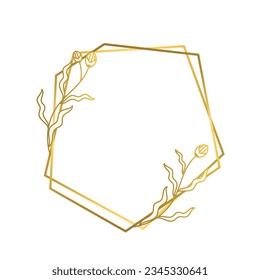 golden leaves frame background. vector illustration. vintage floral design elements. decorative vector frames and borders. vintage frames and borders. line floral. Elegant frame with golden leaves.