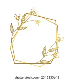 golden leaves frame background. vector illustration. vintage floral design elements. decorative vector frames and borders. vintage frames and borders. line floral. Elegant frame with golden leaves.