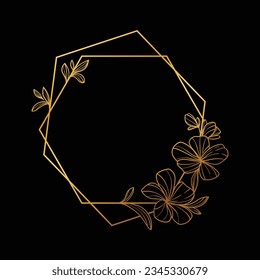 golden leaves frame background. vector illustration. vintage floral design elements. decorative vector frames and borders. vintage frames and borders. line floral. Elegant frame with golden leaves.