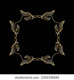 golden leaves frame background. vector illustration. vintage floral design elements. decorative vector frames and borders. vintage frames and borders. line floral. Elegant frame with golden leaves.