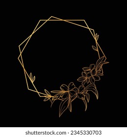 golden leaves frame background. vector illustration. vintage floral design elements. decorative vector frames and borders. vintage frames and borders. line floral. Elegant frame with golden leaves.