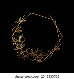 golden leaves frame background. vector illustration. vintage floral design elements. decorative vector frames and borders. vintage frames and borders. line floral. Elegant frame with golden leaves.