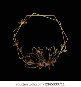 fondo del marco de hojas doradas. ilustración vectorial. elementos de diseño floral vintage. marcos vectoriales decorativos y bordes. marcos y bordes vintage. línea floral. Marco elegante con hojas doradas.