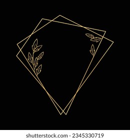 goldener Holzhintergrund. Vektorgrafik. Vintage-Blumendesign-Elemente. dekorative Vektorrahmen und -rahmen. Vintage-Rahmen und -Ränder. Blütenlinie. Eleganter Rahmen mit goldenen Blättern.