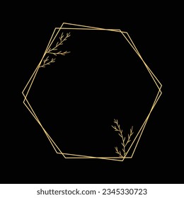 golden leaves frame background. vector illustration. vintage floral design elements. decorative vector frames and borders. vintage frames and borders. line floral. Elegant frame with golden leaves.
