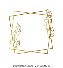 golden leaves frame background. vector illustration. vintage floral design elements. decorative vector frames and borders. vintage frames and borders. line floral. Elegant frame with golden leaves.