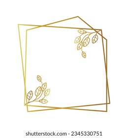 golden leaves frame background. vector illustration. vintage floral design elements. decorative vector frames and borders. vintage frames and borders. line floral. Elegant frame with golden leaves.