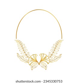 golden leaves frame background. vector illustration. vintage floral design elements. decorative vector frames and borders. vintage frames and borders. line floral. Elegant frame with golden leaves.