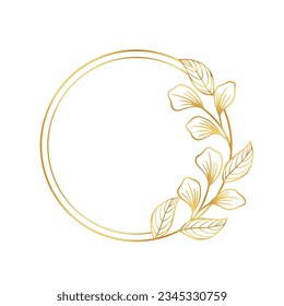 golden leaves frame background. vector illustration. vintage floral design elements. decorative vector frames and borders. vintage frames and borders. line floral. Elegant frame with golden leaves.