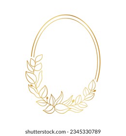 golden leaves frame background. vector illustration. vintage floral design elements. decorative vector frames and borders. vintage frames and borders. line floral. Elegant frame with golden leaves.
