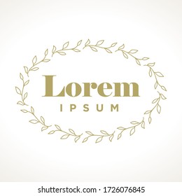 golden leaves frame, vector label template