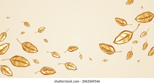 Golden leaves isolated on a white background. Autumn background with falling golden leaves. Vector illustration EPS10