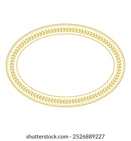 Golden Leaves Laurel Wreath Oval Frame Border