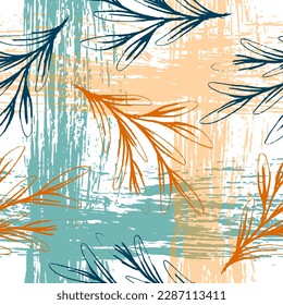 Golden leaves line art background vector. luxury gold abstract wallpaper with blue and tidewater green color. Design for prints, Home decoration, fabric and cover design. vector illustration.