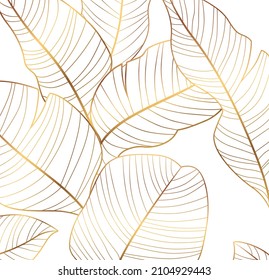 Golden leaves luxury, on white background, EPS 10 vector illustration.