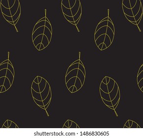 Golden leaves on black background