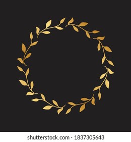 golden leaves on black background, vector