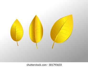 Golden leaves on white background vector illustration