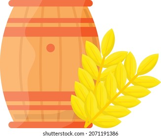 Golden Leaves Organic Wheat Flour with Drum  Concept, Thanksgiving Day Food Vector Icon Design, Harvest festival Symbol, Secular holiday Sign, Religious and cultural traditions Stock Illustration