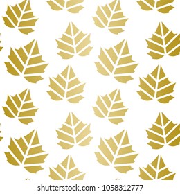 Golden Leaves Pattern. Endless Vector.