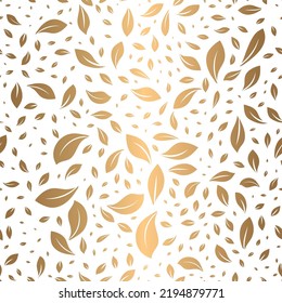 Golden lässt nahtloses Muster. Abstrakte Vektorschmuck-Vorlage. Paisley-Elemente. Ideal für Stoff, Einladung, Hintergrund, Tapete, Dekoration, Verpackung oder jede erwünschte Idee.