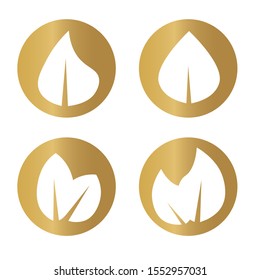 golden leaves stickers - vector illustration