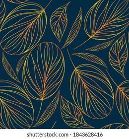 golden leaves in a thin line on a dark background