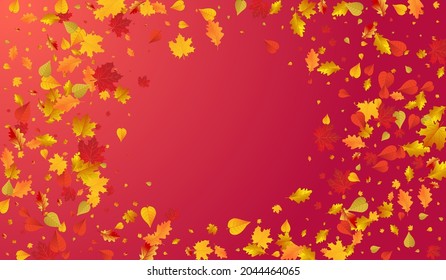 Golden Leaves, Vektorroter Hintergrund. Tapete-Illustration mit Blumen. Ocher Nature Leaf Design. Jahreszeitliche Vorlage.