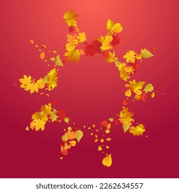 Fondo Rojo Vector Golden Leaves. Marco estacional de la planta. Diseño floral marrón de octubre. Ilustración de fondo de escritorio.