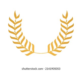 golden leaves wreath on white background