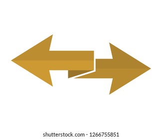 golden left and right arrow sign design