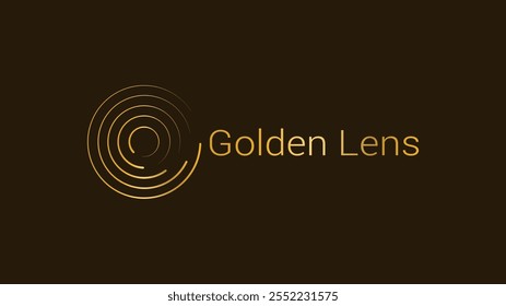 Golden lens luxury wave circle letter O optimal technology logo