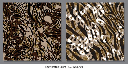 Golden leopard print pattern. Vector seamless background. Subtle animal skin texture of jaguar, leopard, cheetah, panther, puma. White and gold pattern with spots. Repeated design for decor, textile