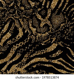 Golden leopard print pattern. Vector seamless background. Subtle animal skin texture of jaguar, leopard, cheetah, panther, puma. 