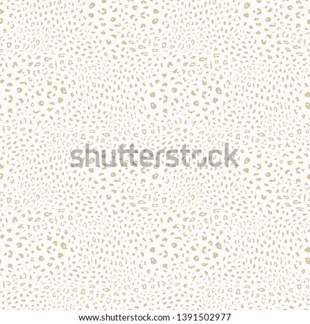 Golden leopard print pattern. Vector seamless background. Subtle animal skin texture of jaguar, leopard, cheetah, panther, puma. White and gold pattern with spots. Repeated design for decor, textile