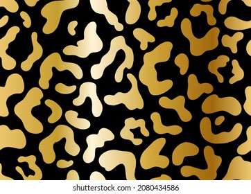 Golden leopard seamless pattern. Black background
