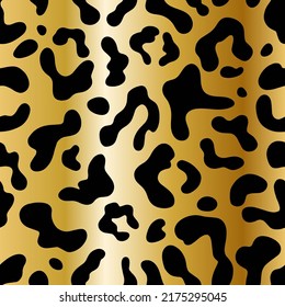 Golden leopard seamless pattern. White background