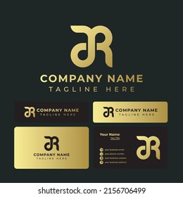 Golden Letter AR Monogram Logo