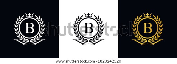 Golden Letter B Laurel Wreath Template Stock Vector (Royalty Free ...