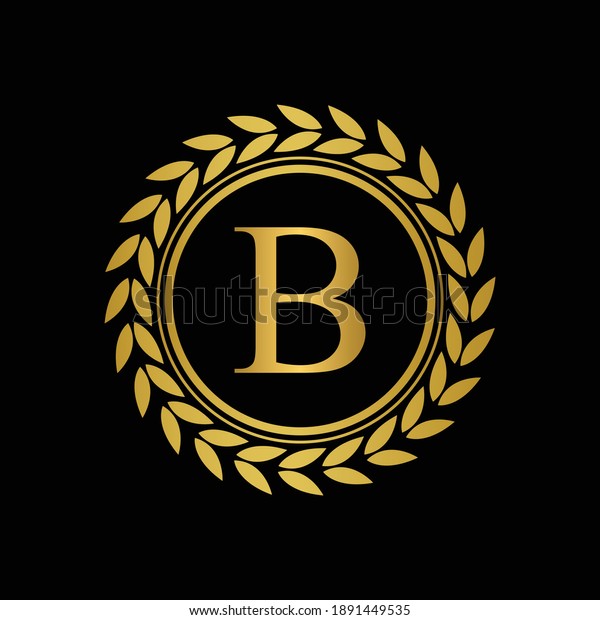 Golden Letter B Laurel Wreath Template: เวกเตอร์สต็อก (ปลอดค่าลิขสิทธิ์ ...