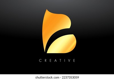 Golden Letter B Logo Design in Blue and Purple Colors. B Letter Concept with Minimalist Creative Cut and Elegant Fresh modern look Icon Vector