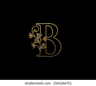 Golden Letter B Logo Icon . Initial Letter B Design Vector Luxury Golden Color.Print monogram initials stamp sign gold symbol.