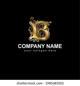 Golden Letter B logo icon, Typography logo design. Letter B company logo design template. Corporate Logo design.
