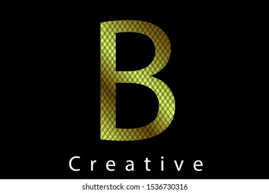 Golden letter B. Typographic vector element for design. Part of glow golden painted alphabet. Letter B with golden paint texture. Vector illustration with gold effect for font, logo, card or jewelry