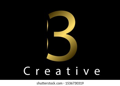 Golden letter B. Typographic vector element for design. Part of glow golden painted alphabet. Letter B with golden paint texture. Vector illustration with gold effect for font, logo, card or jewelry