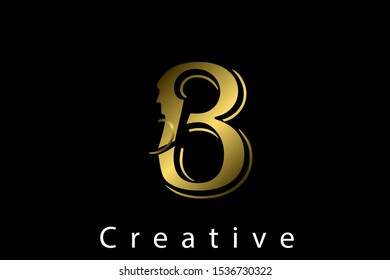 Golden letter B. Typographic vector element for design. Part of glow golden painted alphabet. Letter B with golden paint texture. Vector illustration with gold effect for font, logo, card or jewelry