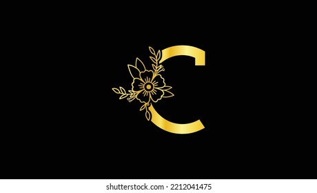 Golden Letter C Creative Name Initials Monogram Lettermark Minimal Modern Logo Design Template